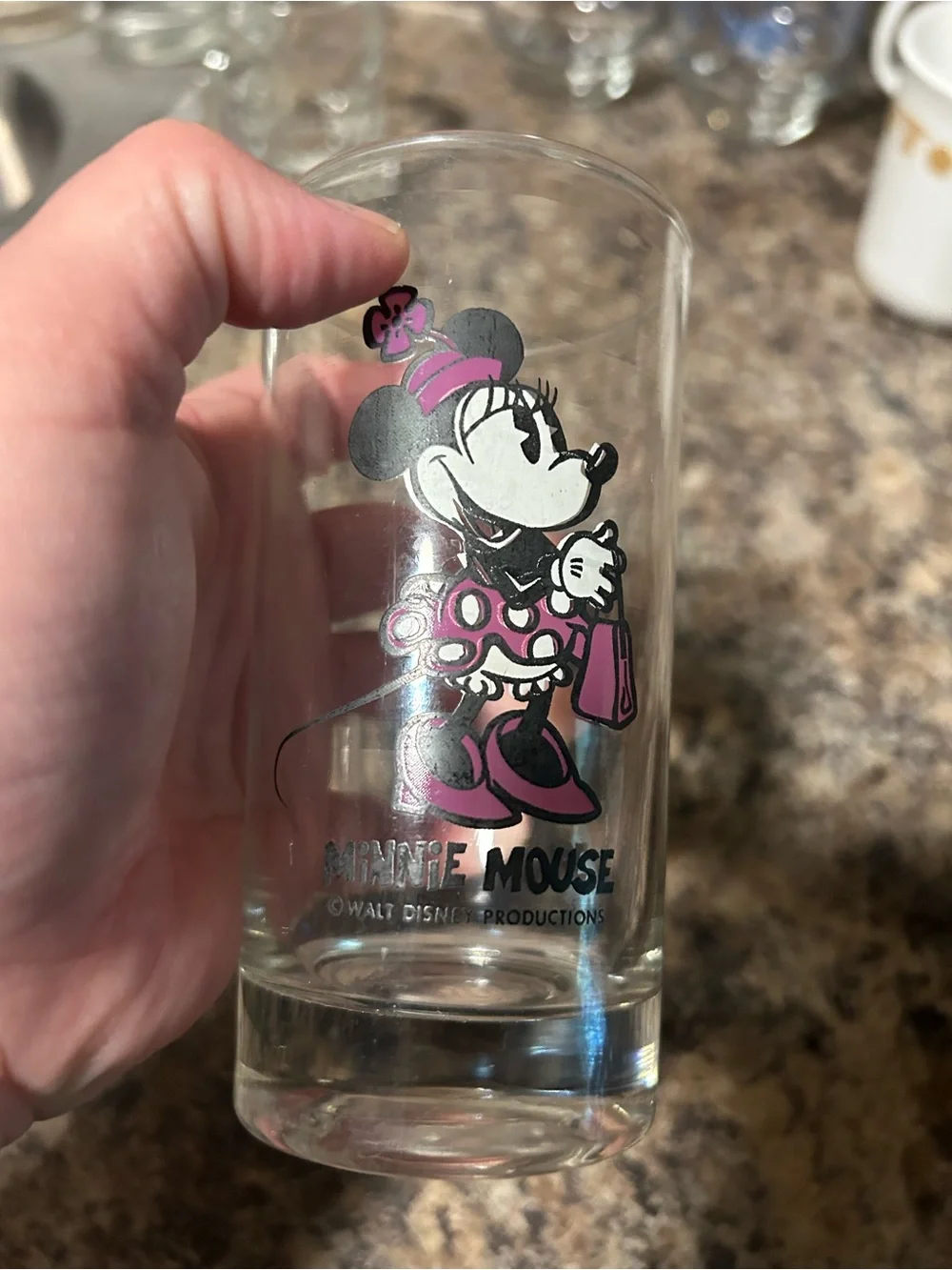 Disney Minnie Mouse Clear Glass Tumbler with Pink Accents